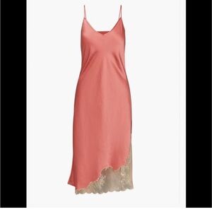 Elegant Rust Slip Dress with Lace Trim
